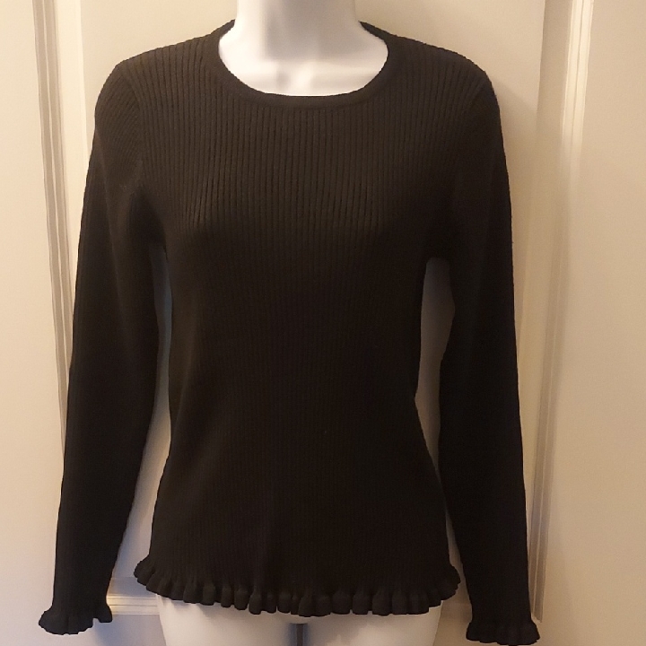 Nwot, Elegant Black Ribbed Long Sleeve Sweater